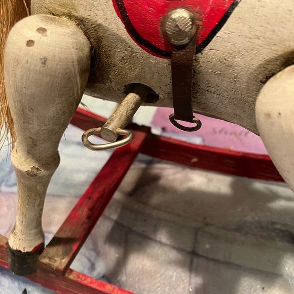 VTG Handmade Wooden Rocking Horse w/non working Music Box - Picture 5 of 11